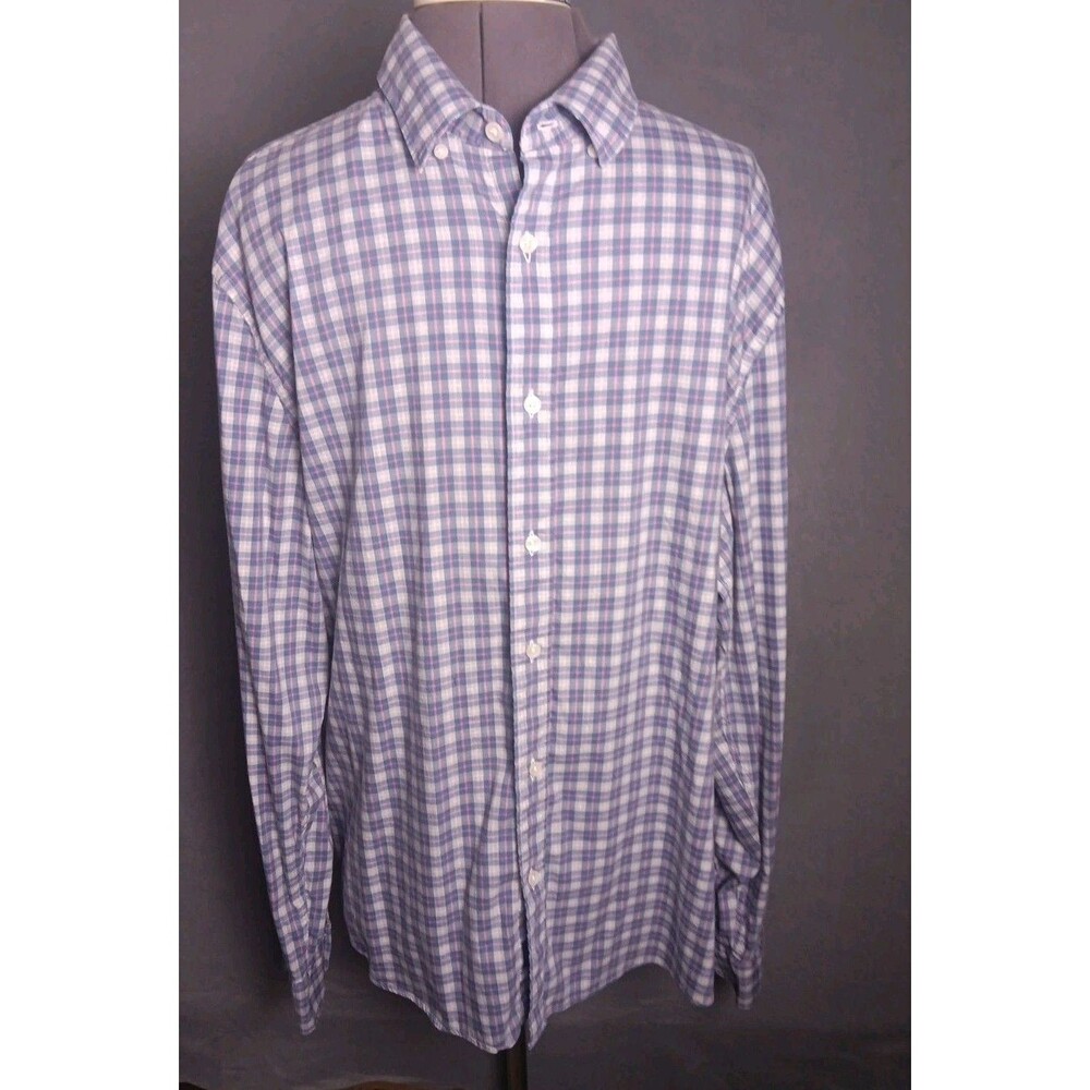 Faherty Mens Blue Pink Gingham Plaid Long Sleeve Button Down Shirt Size XL- EUC